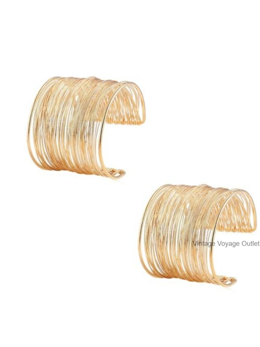 2pcs Wide Cuff Bracelet Set Adjustable Chunky Boho Statement Jewelry